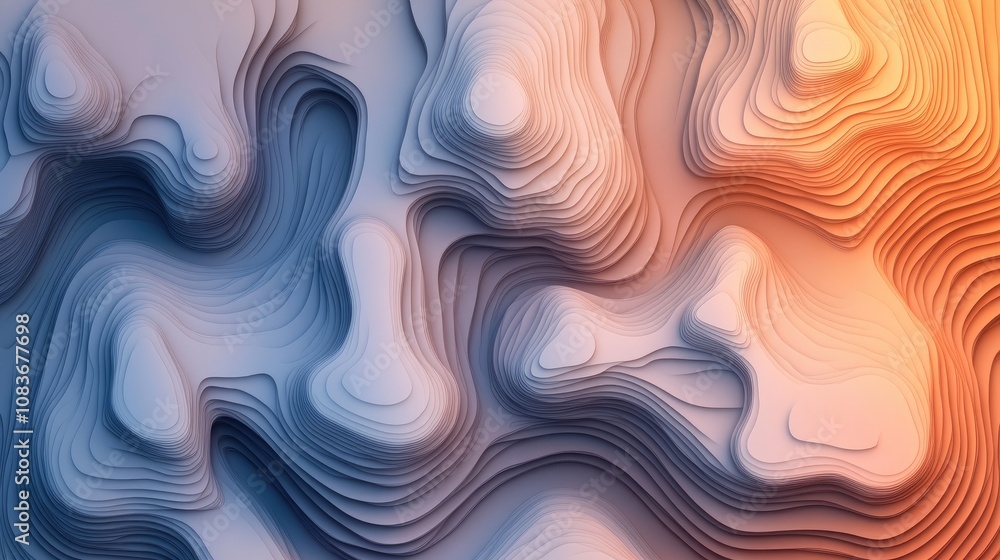 Poster abstract layered texture in soft earth tones showcasing a dynamic flow of color and shape, perfect f