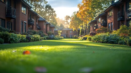Obraz premium Retirement homes with gardens, promoting outdoor activities and relaxation
