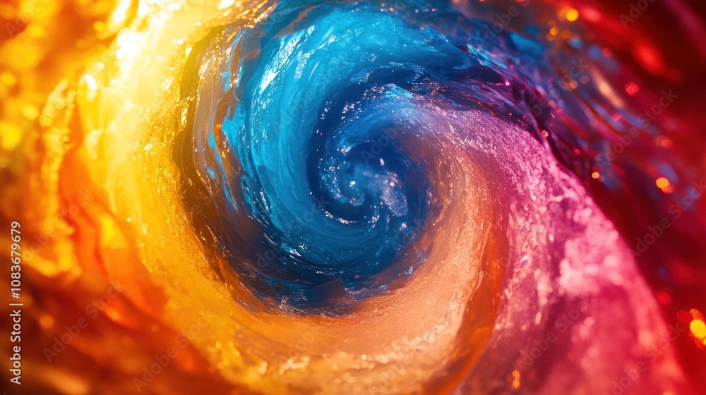 Poster a swirling abstract of vibrant colors and texture