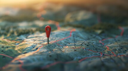 A clean and minimalist image of an orange location pin on a city map, perfect for navigation apps, travel services, and websites. Generative AI