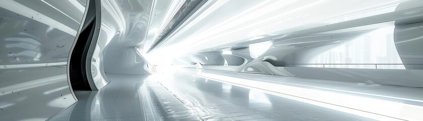 Obraz premium Transform your vision with sleek, minimalist designs in a wide-angle view, merging futuristic technologies with unexpected camera angles for a image