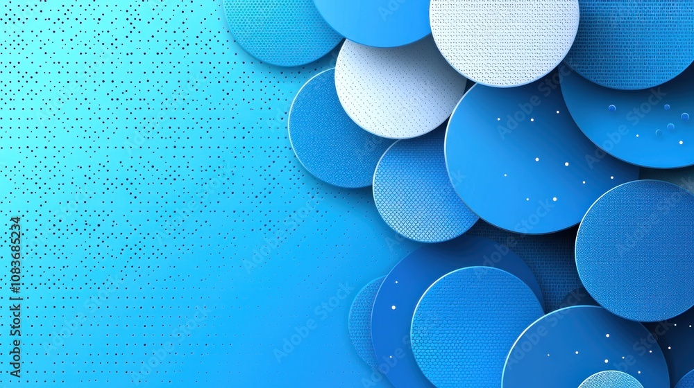 Aufkleber Abstract Blue Circles with Different Textures and Patterns