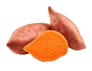 sweet potato isolated on white background, cutout 