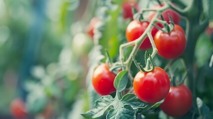 Close up of a cherry tomatoes growing in a garden