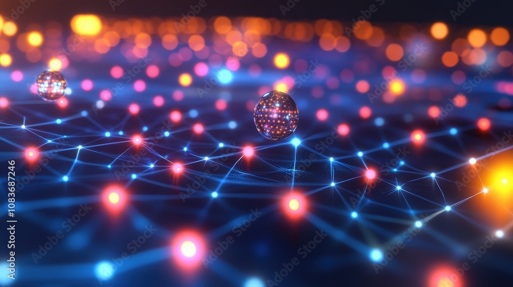 Aufkleber a visualization of qubits in a superposition state, with particles appearing to be in multiple posit