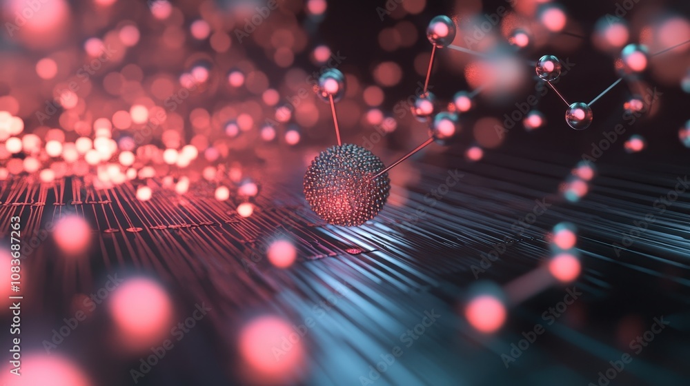 Aufkleber a visualization of qubits in a superposition state, with particles appearing to be in multiple posit