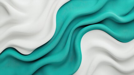 Fototapeta premium Abstract Teal and White Fabric Waves Soft Drape Elegant Texture 3D Render