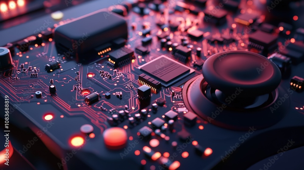 Poster inside view of a gaming console with circuit boards and components, showing the technical intricacie