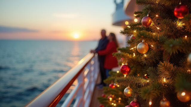 Beautiful holiday cruise with copy space