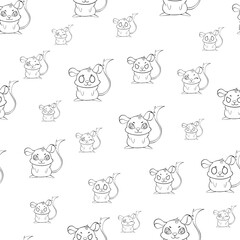 Expressive Gerbil Cartoon Repeat Pattern Design as Coloring Page