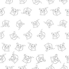 Expressive Gerbil Cartoon Repeat Pattern Design as Coloring Page