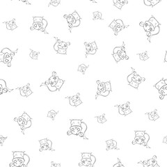 Expressive Gerbil Cartoon Repeat Pattern Design as Coloring Page