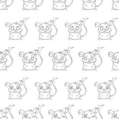 Expressive Gerbil Cartoon Repeat Pattern Design as Coloring Page