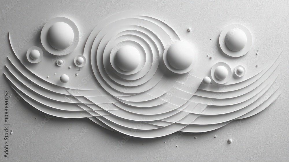 Poster Abstract White 3D Circular and Curving Shapes on a Textured Surface
