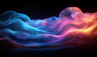 Fototapeta premium Abstract Wavy Form with Glowing Blue and Orange Hues