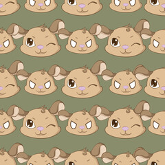 Expressive Gerbil Cartoon Repeat Pattern Design