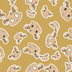 Expressive Gerbil Cartoon Repeat Pattern Design