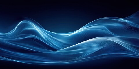 Fototapeta premium Abstract Blue Wavy Lines with Network Pattern