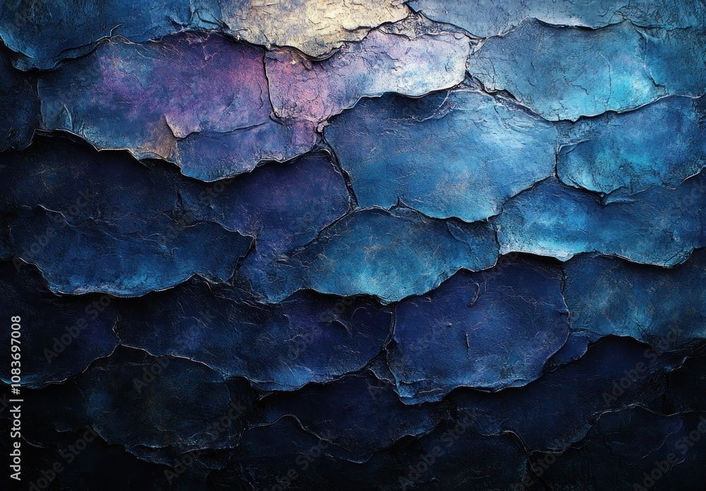 Aufkleber abstract blue textured surface with irregular shapes and cracks