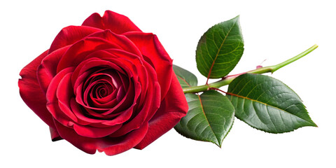 single red rose isolated on a transparent or white background, png