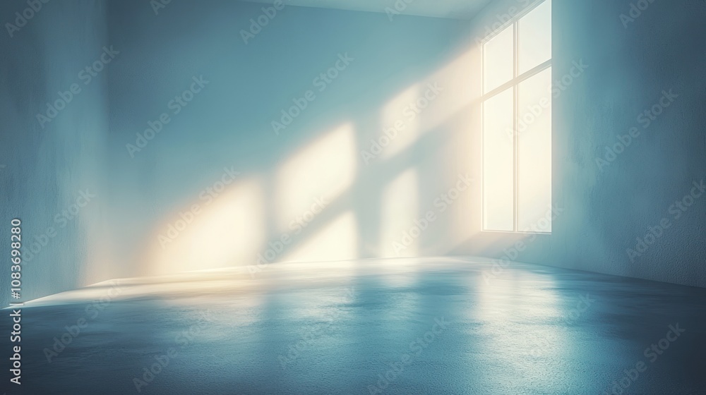 Poster a corner room with sunlight streaming through a window