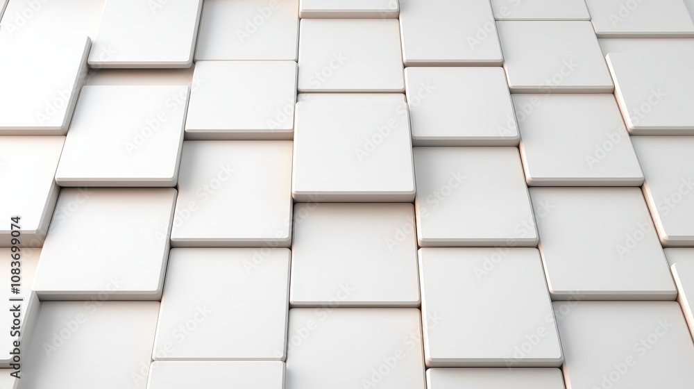 Poster abstract white square blocks modern 3d geometric background texture