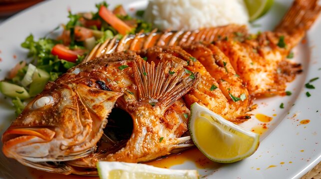 Fried red snapper freah food