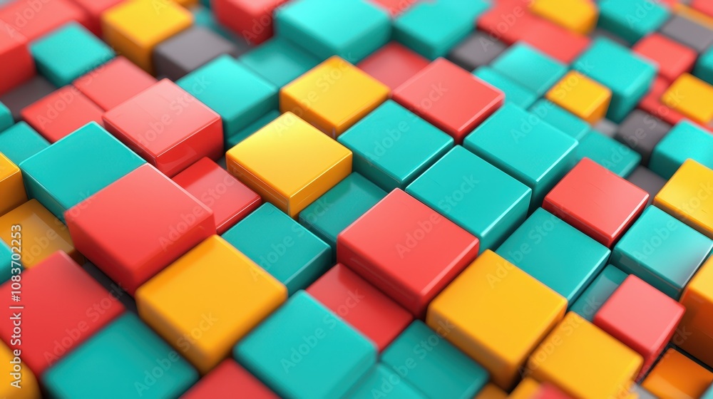 Poster colorful 3d cubes abstract background texture pattern design