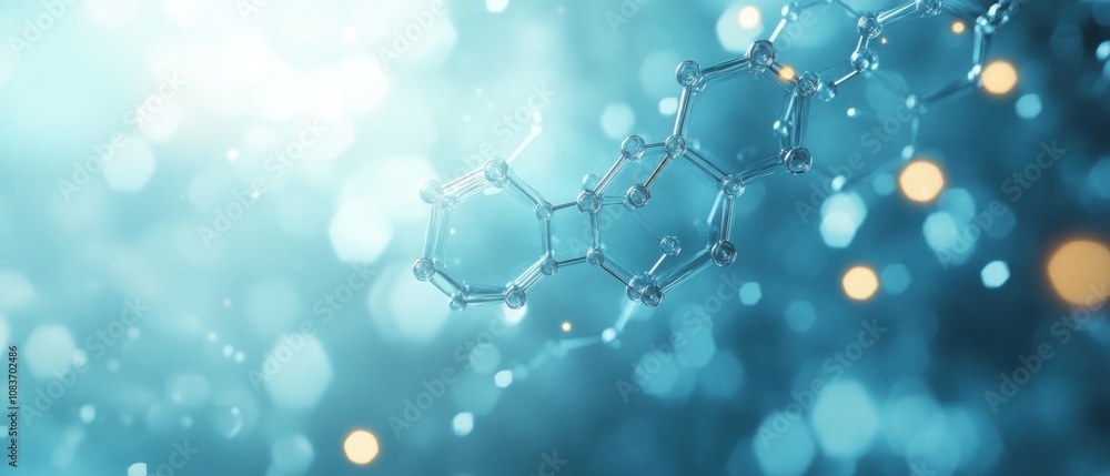 Aufkleber abstract glass molecular structure against blue bokeh background
