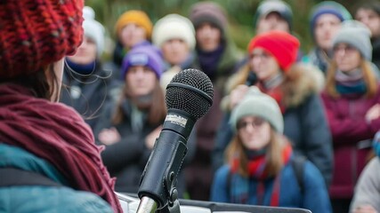 In a defocused sea of faces the performers stand out like beacons of creativity during the open mic event.