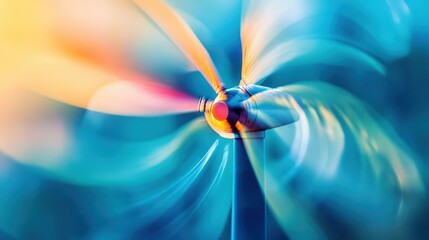 A close-up of a wind turbine blades spinning, generating clean electricity and reducing dependence...