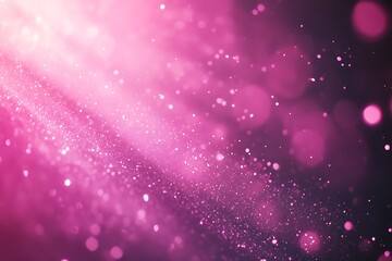 Obraz premium Abstract background with shining dust bokeh glitter lights. Pink glitter particles falling in light ray loop animation. Futuristic glittering movement,