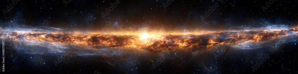 Wall mural seamless galaxy exploration in a loop through outer space to the glowing milky way galaxy