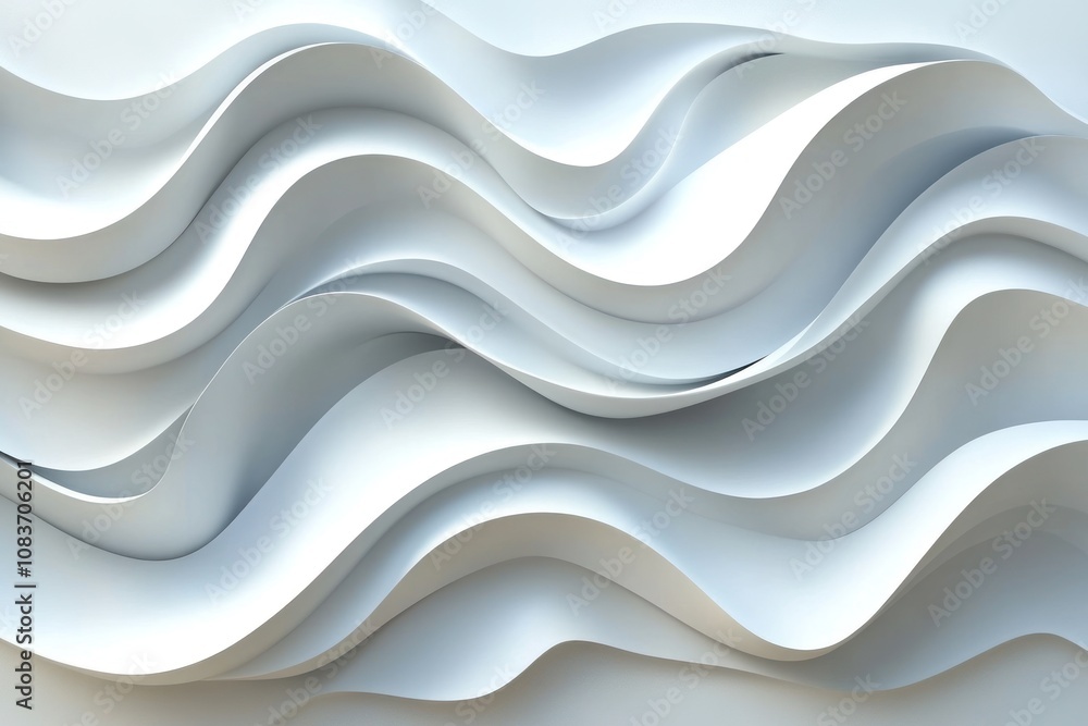 Poster abstract white wavy design with light and shadow