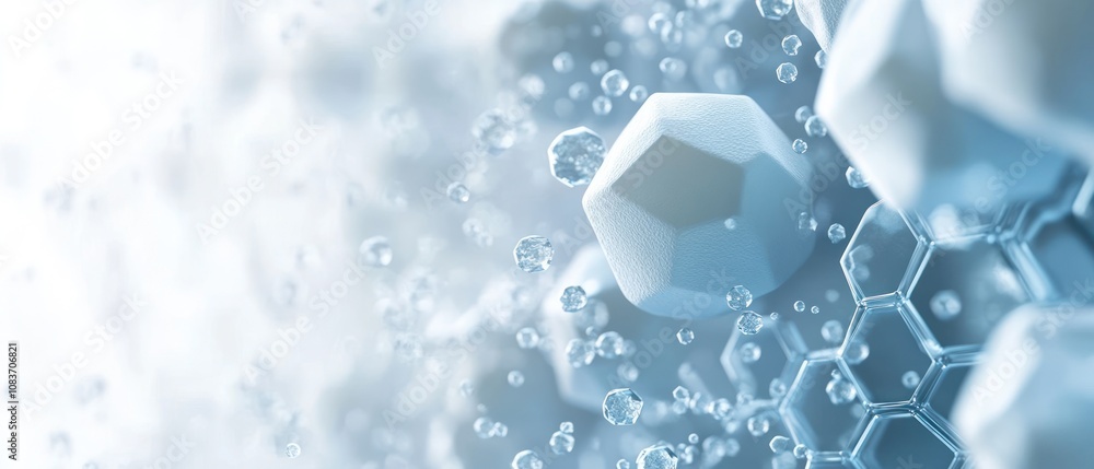Poster abstract 3d render of geometric shapes and crystals