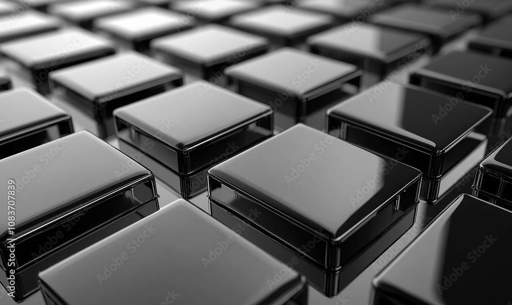 Poster a close-up of black glossy cubes in a pattern