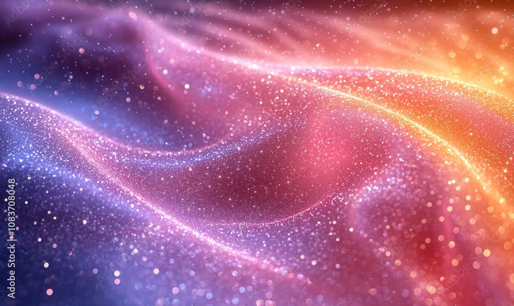 Poster Abstract Colorful Glitter Background with Wavy Pattern
