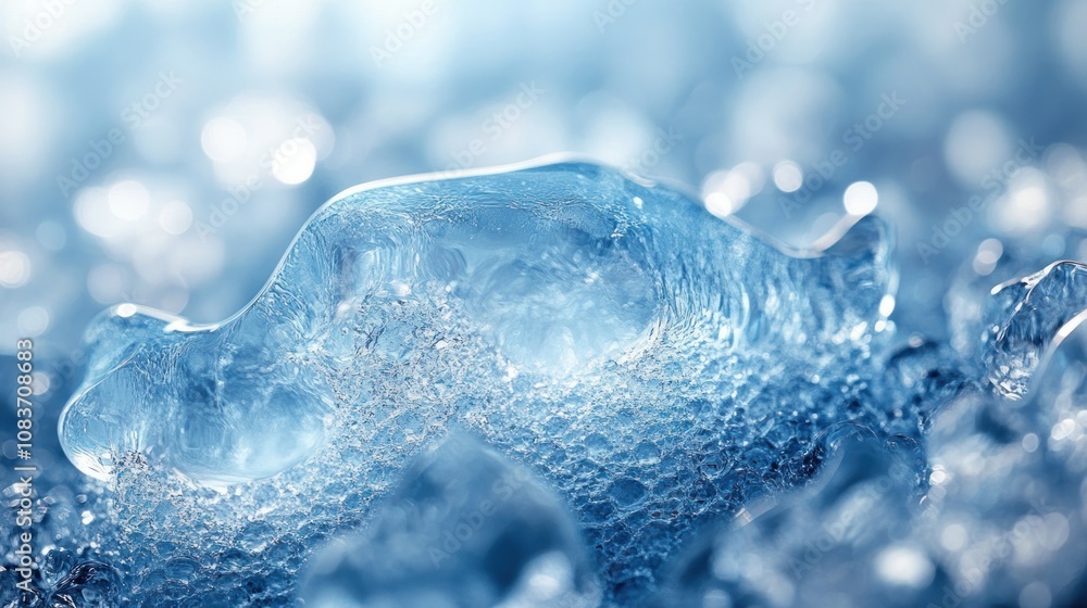 Poster close-up of a crystallized ice structure with blurred background
