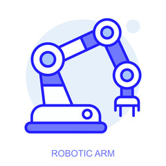 Science icon. Symbol of a Robotic Arm. Isolated vector illustration. Simple line drawing. Editable stroke