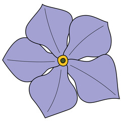 Catharanthus roseus hand-drawing style with transparent background in a wild flower concept, illustration