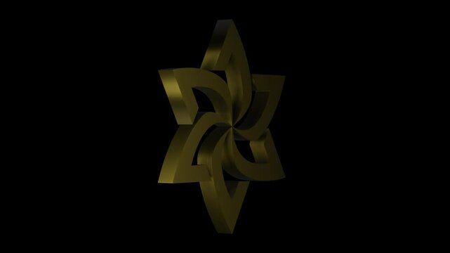 seal of solomon star of david animation on transparent background.  4K footage