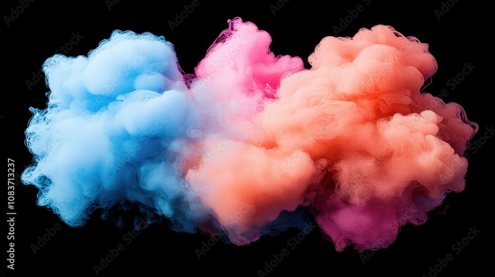 Poster abstract colorful smoke clouds 3d render background texture