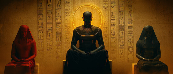 Pharaoh on a Tech Throne in a Futuristic Egyptian Palace
