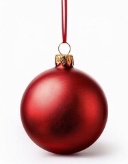 Red christmas ball, isolated on white background