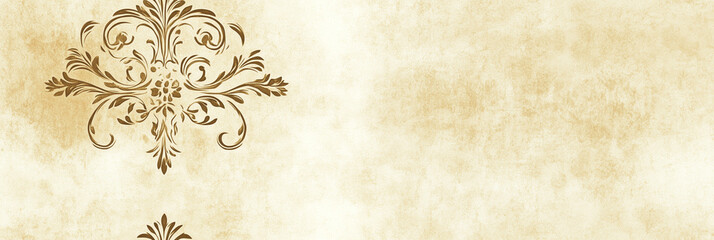 Victorian Paper Style Pattern: Elegant vintage floral ornament on textured antique parchment background, neutral beige tones with ornate decorative design for classic and sophisticated artwork
