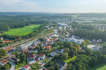 Georgensgmünd am Zusammenfluss von Schwäbischer und Fränkischer Rezat im Luftbild