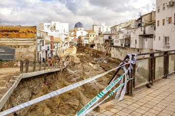 View of Chiva and La Rambla with the destruction left by the great flood caused by the intense rains of the Dana over the Valencian community