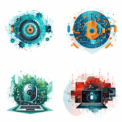 Obraz premium Cybersecurity Security Hacking Protection Network security Encryption Firewall Malware Antiv