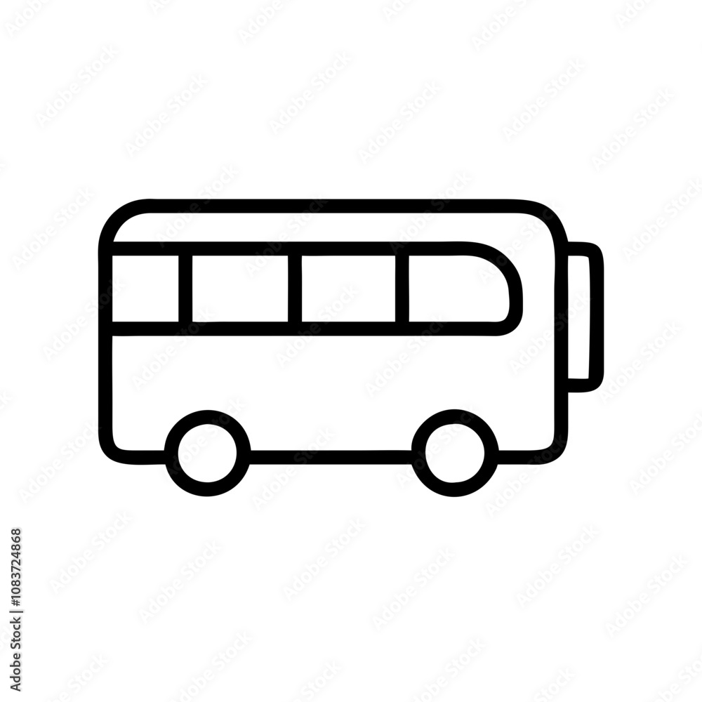 Aufkleber vector icon of a hybrid bus in a simple line art style