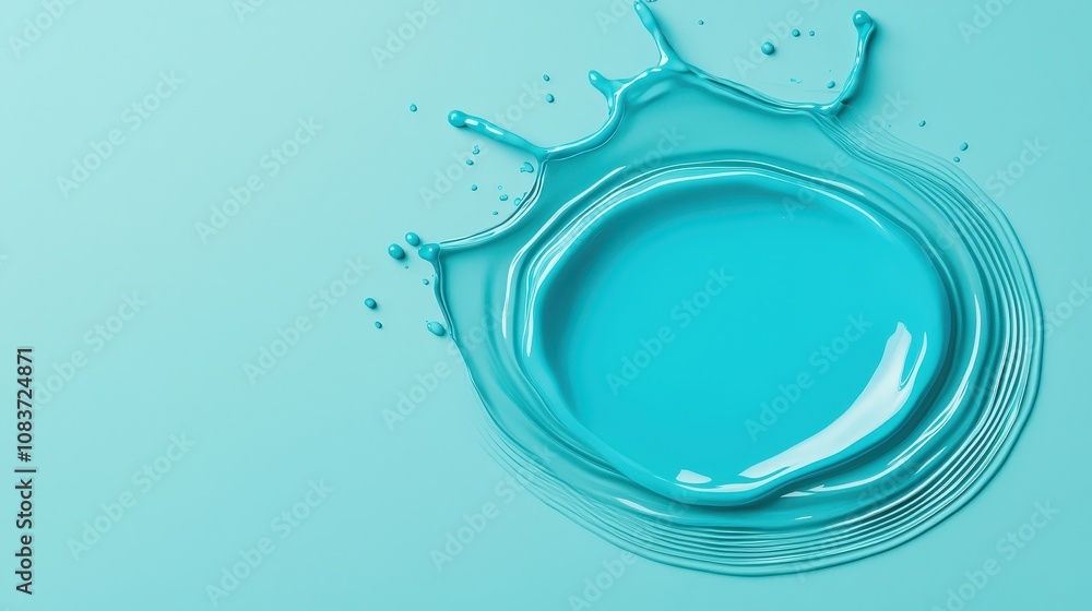 Poster abstract teal liquid splash circular ripples 3d render background texture